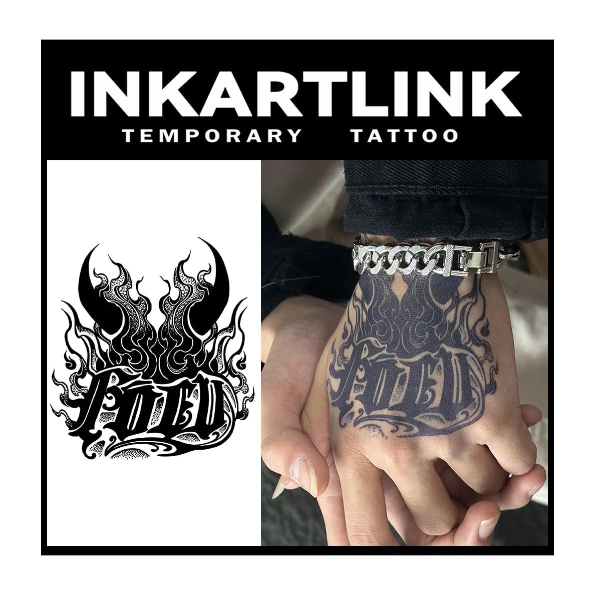 INKARTLINK Tattoo Tech, 2 Sheets Medium Semi Permanent Tattoo, Adult Art Design Temporary Tattoos, Lasts 1-2 Weeks, Waterproof, Realistic Look, No
