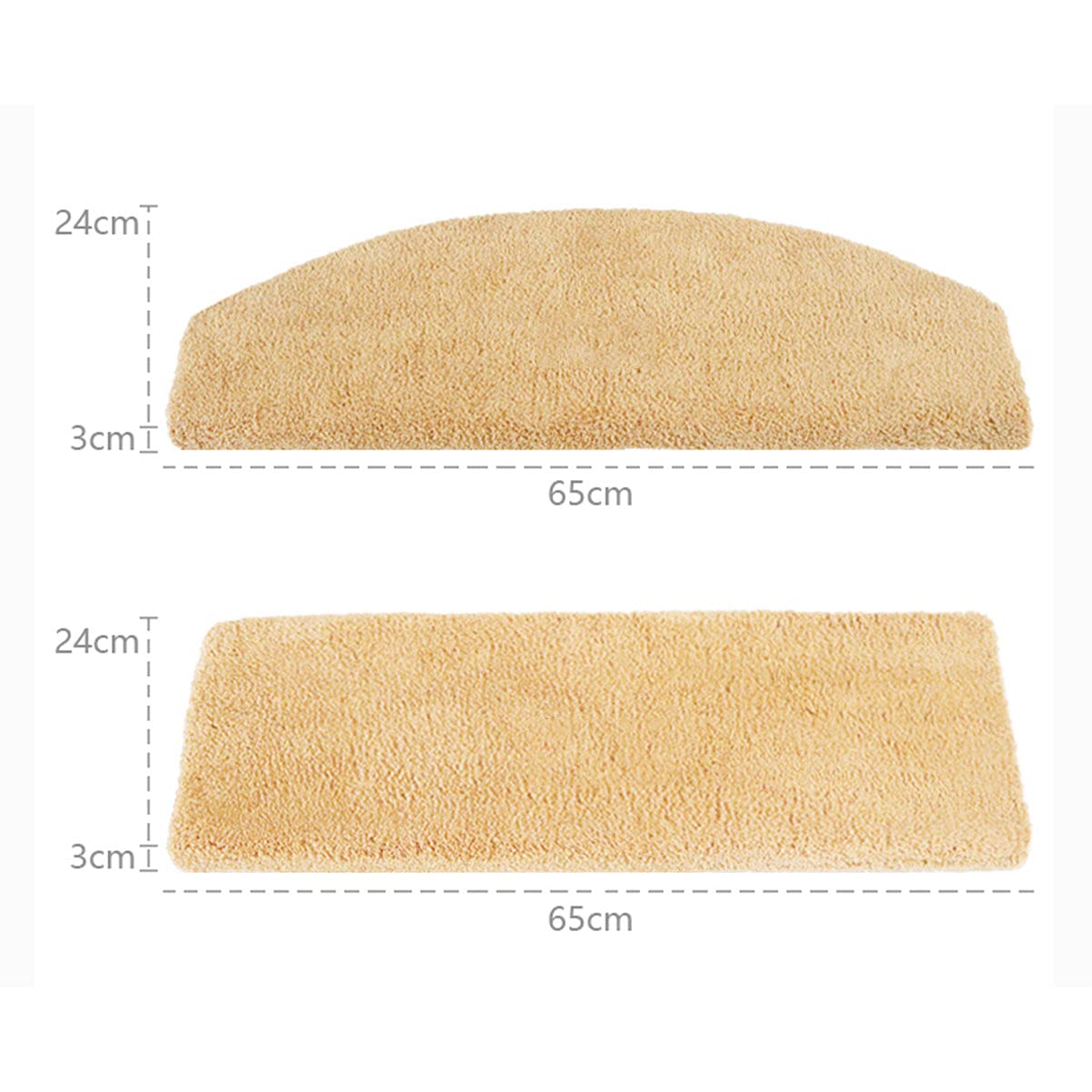 Treppenstufenmatten, hautfreundliches Material, rutschfeste Treppenläufer aus Gummi für den Innenbereich, waschbarer, Rutschfester Bullnose-Teppich für Treppen, 3 Stück, 75 x 24 x 3 cm