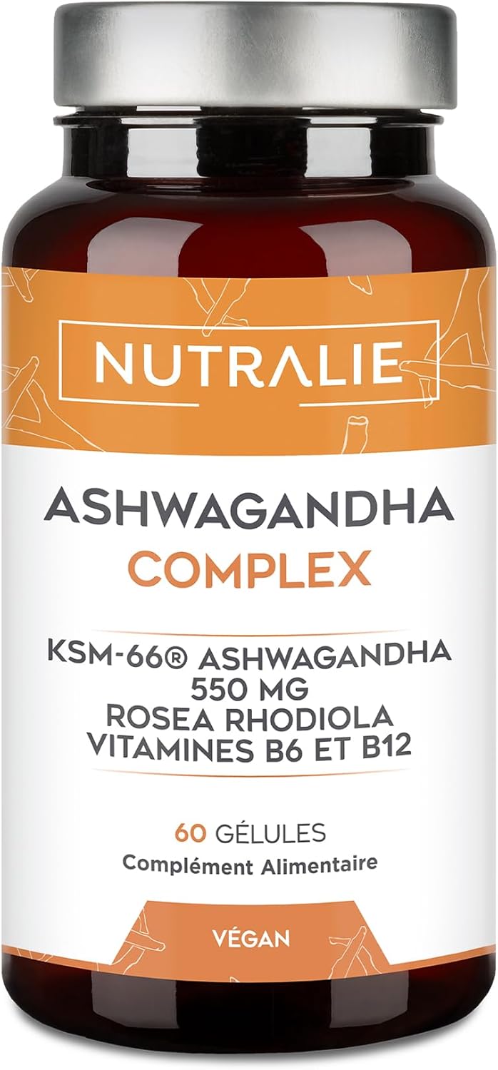 Ashwagandha KSM-66 Withanolides Rhodiola Rosea – Vit B6 B12 Ashwagandha BIO-available – 60 Capsules Vegan Nutralie