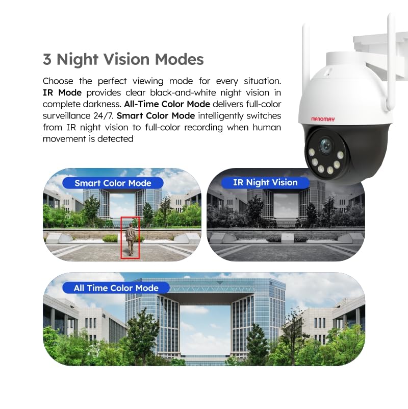 Image of MANOMAY Protect Pro 3MP Mini Wi-Fi Pan Tilt Camera (Pack of 2) [STQC Certified] 360 Smart Home CCTV, AI Human Tracking, Color Night Vision, 2-Way Audio, Alexa, IP66, 256GB Memory Card Support M1095S