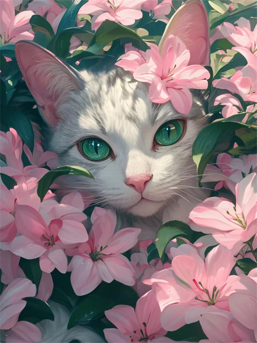 Kit Diamond Painting Chat 70x90 cm broderie diamant complet pour loisirs créatifs