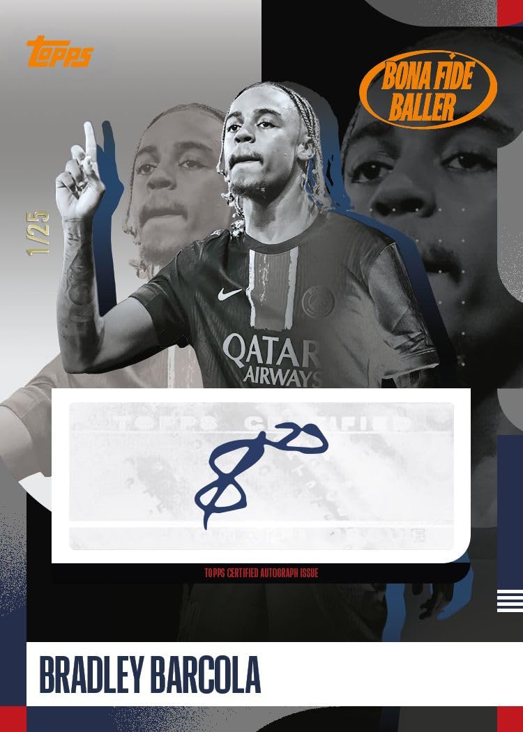 Topps Coffret équipe Paris Saint-Germain 2024/25 - 30 cartes par boîte, 1 autographe ou relique, 1 parallèle numéroté séquentiellement, 1 feuille statique