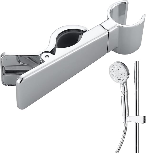 Touchfutrue Shower Head Holders, Universal Metal Shower Head Holder 22-25 MM Shower Pipe Rail Replacement Head Bracket Holder, No Drill Adjustable Shower Head Holder 45 Degree Rotation