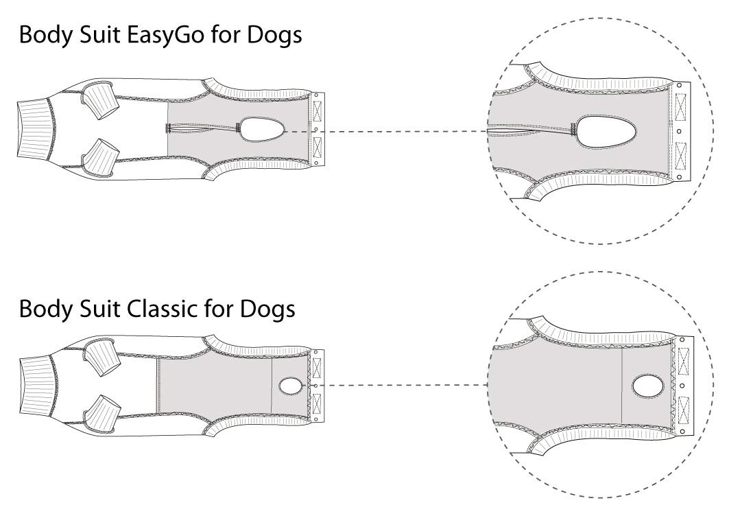 Buster Classic Body für Hunde, Größe XXS, Schwarz/Grau