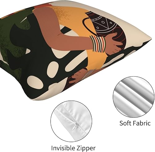 Miniatura 4 de Juego de 4 fundas de almohada decorativas de 18 x 18 pulgadas, fundas cuadradas de estilo bohemio africano para mujeres, estilo tradicional, fundas