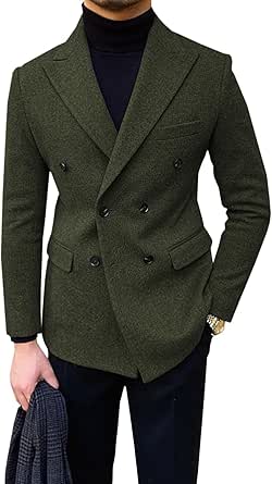 Men's Fashion Double Breasted Blazers Sport coat Velvet fabric - Slim Fitted by mensusa main image 1