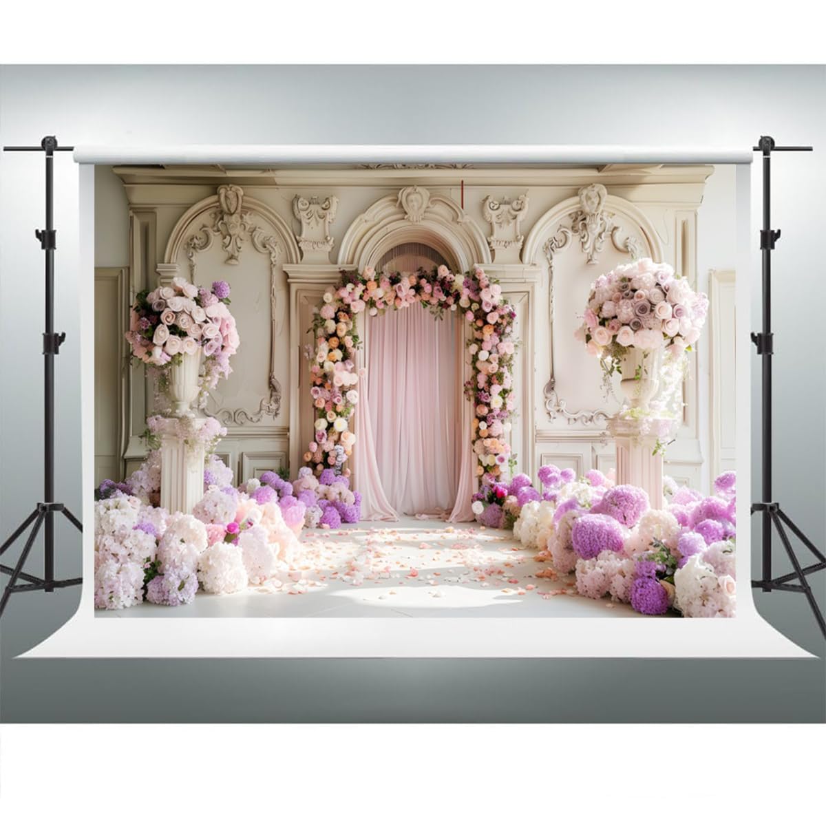 YongFoto Hochzeits-Hintergrund, Blumenbogen-Tür, europäischer Stil, Fotografie-Hintergrund, Herr Frau Ehe, Verlobung, Brautparty, Hochzeitszeremonie, Empfang, Party, Dekoration, Banner, Portrait,