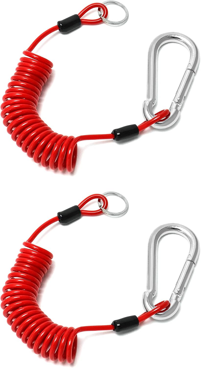 QWORK 6 Ft Breakaway Trailer Cable, 2 Pack Trailer Brake Safety Cable Spring Towing Coiled Wire, for RV Trailer Emergency