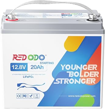 Redodo 12V 20Ah LiFePO4 Lithium Battery, 800 CCA Group U1 Lithium Marine Cranking Battery, 3X Starting Cycles Lithium Battery for Outboard Motor, Lawn Mower, ATV, UTV