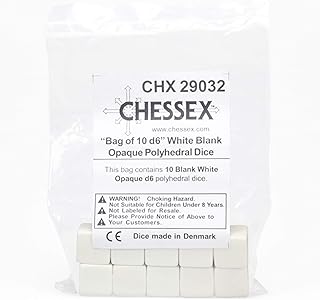 Chessex Chx-29032-Sobre 10 Tuercas para Hombre, 6 Caras Opacas, Color Blanco, 16 mm (CHX29032)