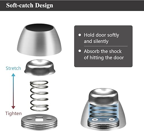 Vista 3 de Paquete de 4 topes magnéticos para puerta, topes de puerta de acero inoxidable, soporte magnético de pared para piso, resistente y moderno