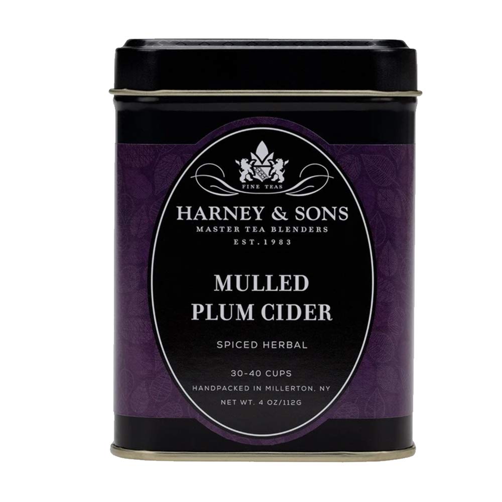 Harney & Sons Mulled Plum Cider, 4oz Loose Leaf Herbal Tea with Cinnamon, Rooibos, Apple Pieces, and Plum: Mulled Plum Cider 4 Ounce (Pack of 1)