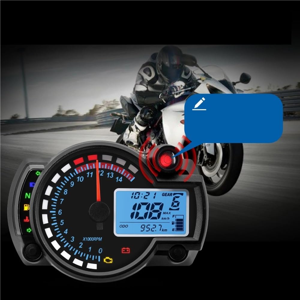 Contachilometri Universale Moto Cruscotto Digitale Del Motociclo Contachilometri Tachimetro Strumento Misuratore Regolabile 0-299 KM/H 7 colori Retroilluminazione
