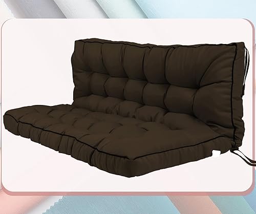 Miniatura 8 de Cojín para columpio de 2-3 plazas, cojines para exteriores con respaldo grueso de 4 pulgadas, almohadilla antidecoloración impermeable para jardín,