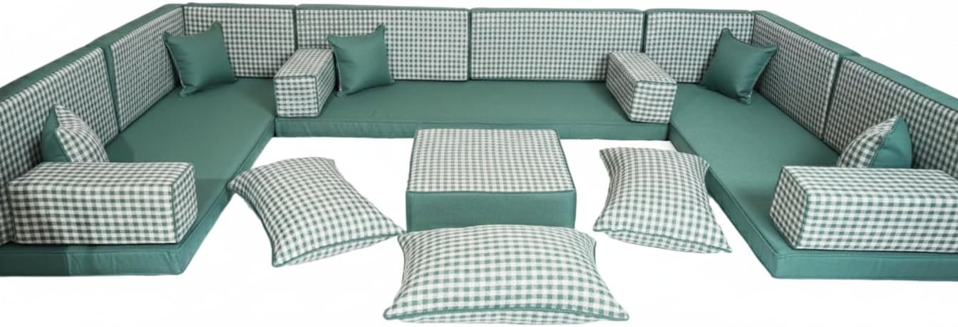 arabicsofa Middle Eastern Moroccan Majlis Seating – U Shaped Arabic Floor Cushion for Living Room – Sectional Sofa Set