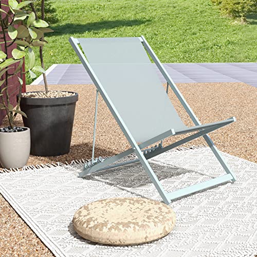 Grand Patio Outdoor Foldling Reclining Chairs, Steel Mesh Sling Chaise Lounge Chair Vilano For Deck,Garden,Poolside,Backyard, Seaglass Green #TOP6