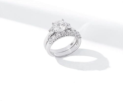 Miniatura 6 de Conjunto de anillos bañados en platino con 3 circonitas de Swarovski