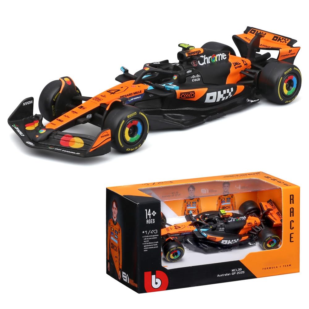 1/43 Car Compatible with McLaren 2025 Race F1 MCL39 4# Lando Norris Alloy Car Die Cast Model