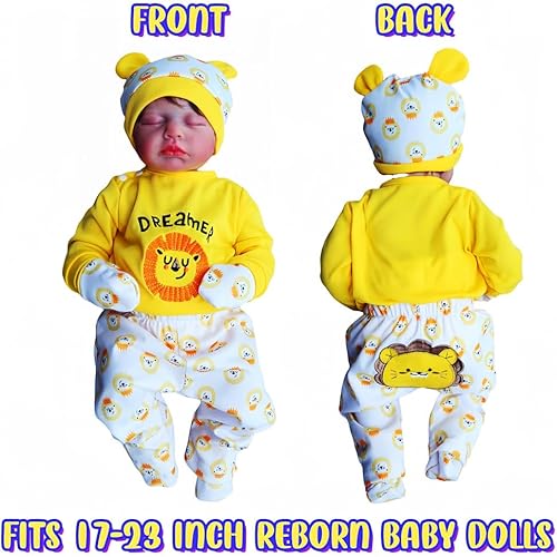 Miniatura 3 de Ropa de muñecas Reborn de 22 pulgadas, accesorios de traje de león, juego de 5 piezas para muñecas Reborn de 17 a 22 pulgadas, conjunto de ropa para