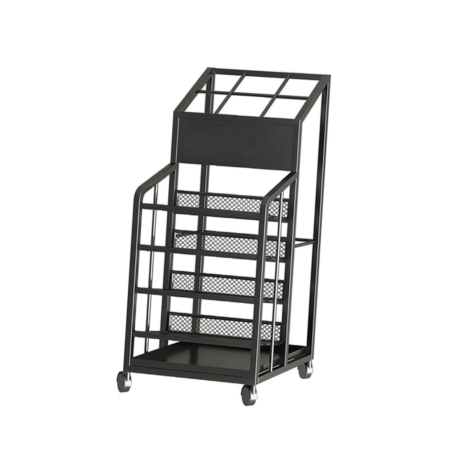 BHFPFZA Commercial Umbrella Stand, 4-Tier Metal Umbrella with Drainage Tray, Ideal for Schools, Offices, Hotels - Black, 32x32x70cm