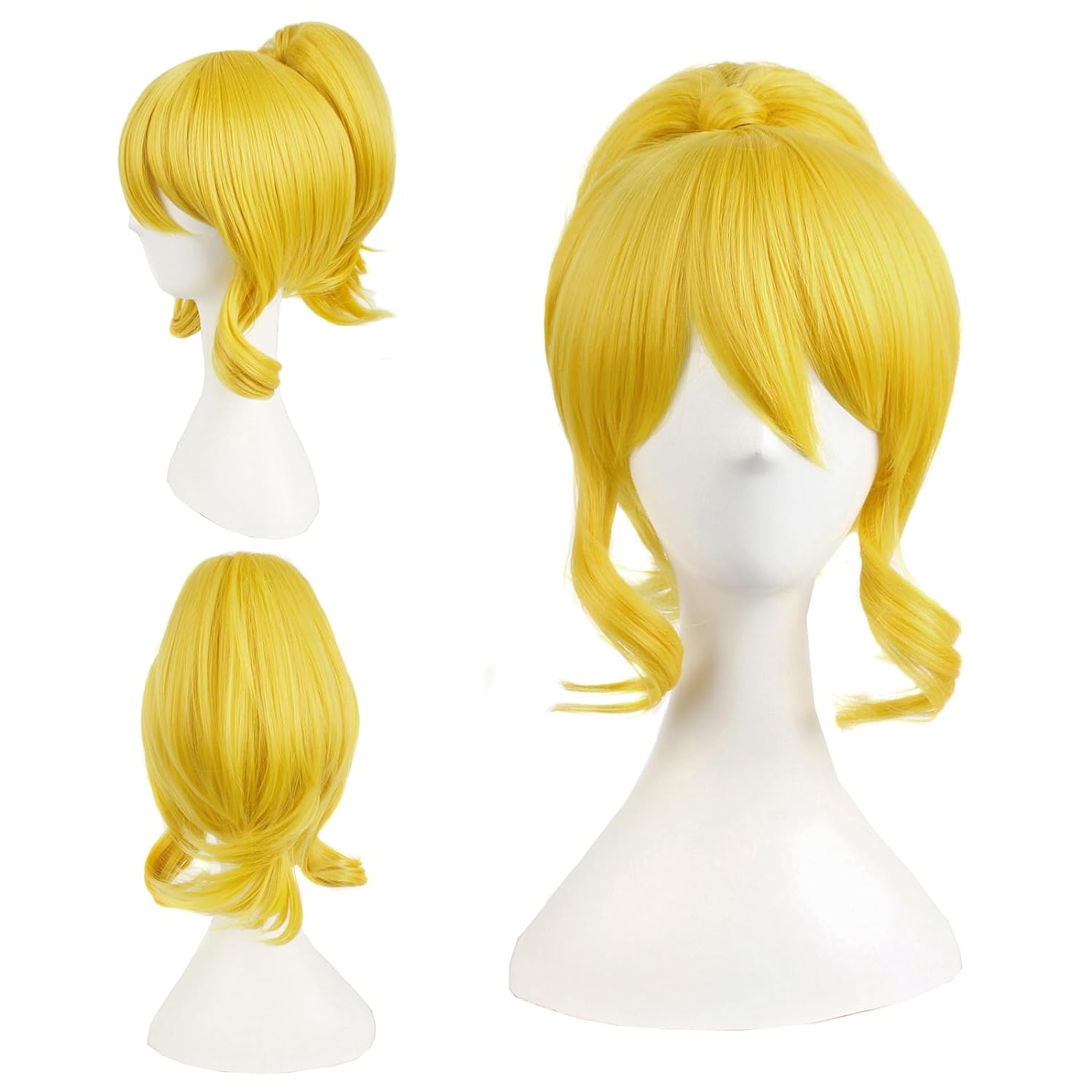 MapofBeauty 30 cm Wig 26 cm Ponytail Can Be Equipped With Hair Ornaments Cosplay Wigs (Yellow) - Image 3