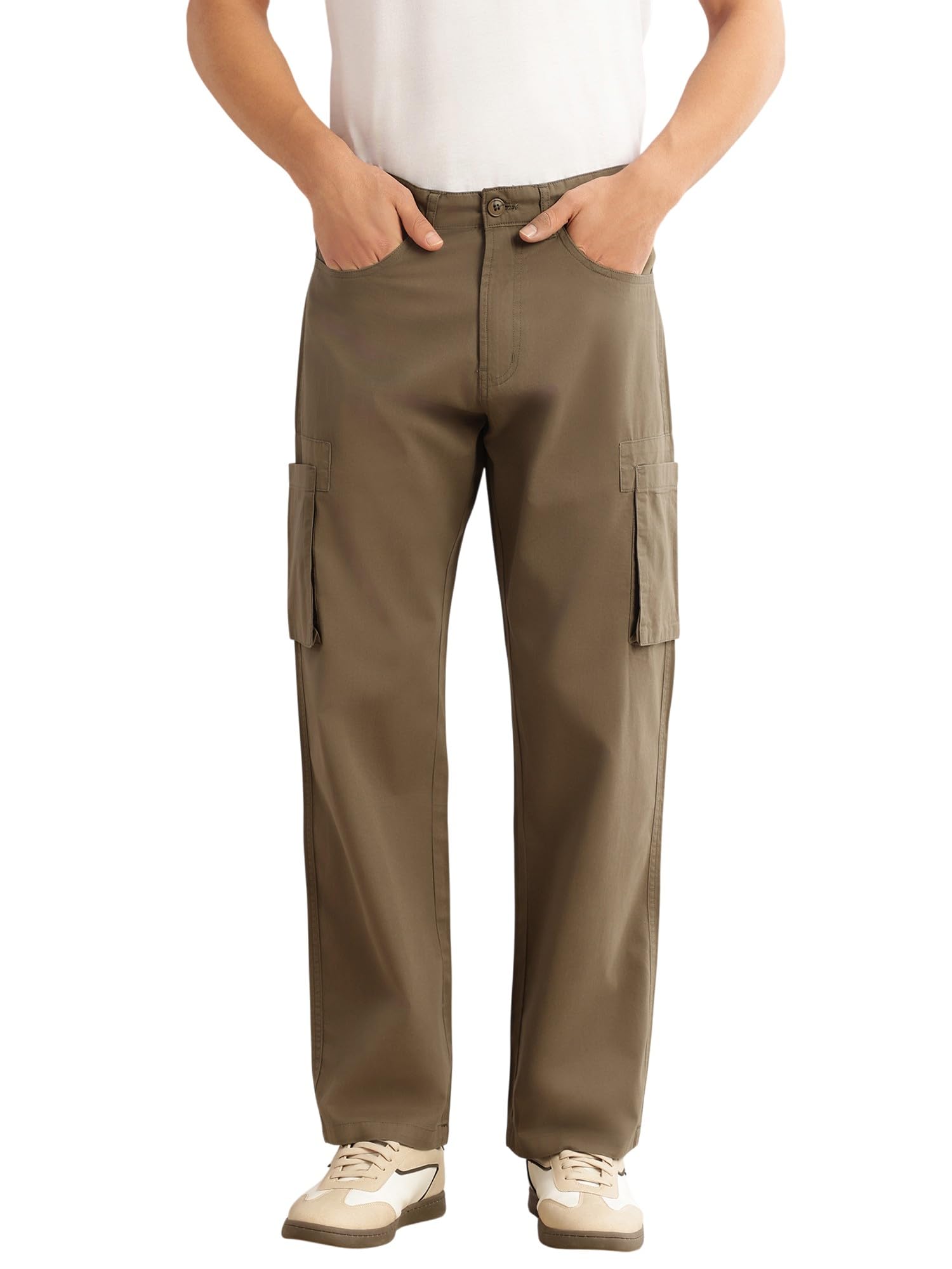 thomas scott Men's | Cricket Club Collection | Straight Fit | Mid-Rise | Solid | 100% Cotton | 7 Pockets | Woven Fabric | Cargo | Trouser-picture-22