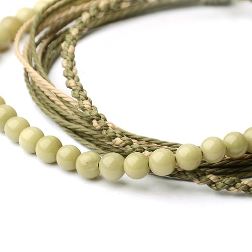 Miniatura 500 de Handmade Natural Stone Beaded Healing Bracelet Gift for Men Adjustable Rope String Bracelet (picasso jasper, Adjustable)