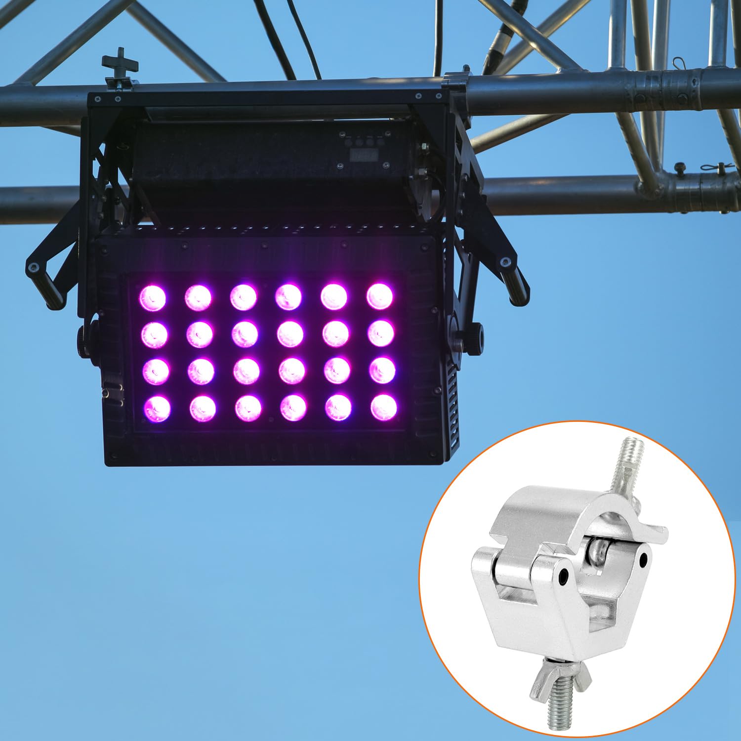 QWORK® 8 Pezzi Morsetto per Traliccio 30-36mm -Capacità 100kg - Lega di Alluminio - per Luci DJ