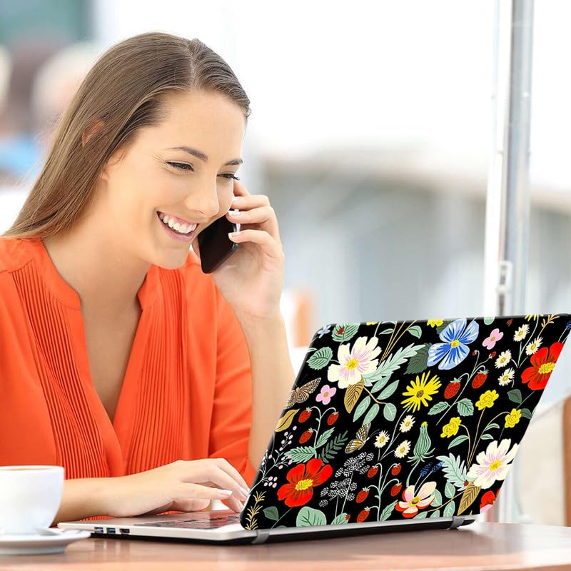 Image of Floral F43 Top+Wrist Pad Vinyl Laptop Skin /Sticker /Cover for 13 to 13.3 Inches Laptops Laminated-Removable-HD Quality Compatible for Hp-Dell-Sony-Lenovo-Asus etc.(13x9.2 Inches)