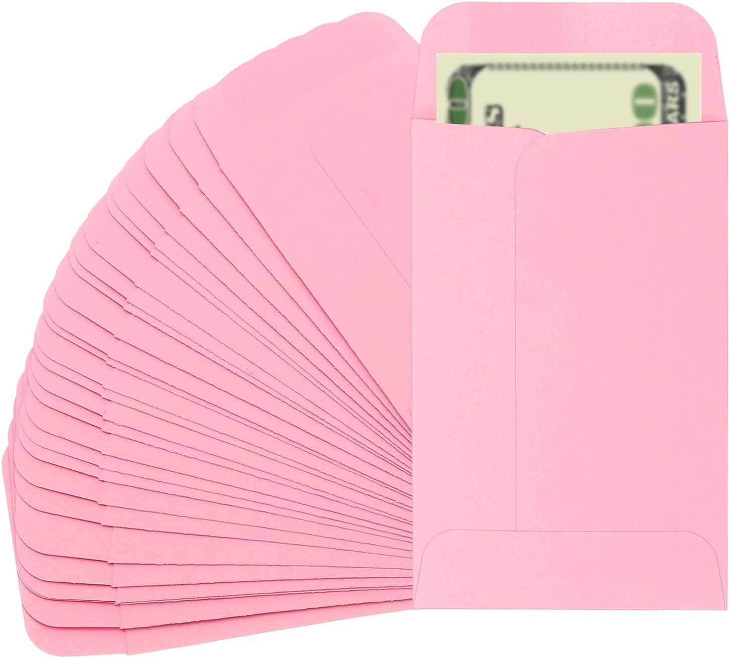 PATIKIL Money Envelope, 25 Pack 3.5" x 2.2" Cash Envelopes Money Holder Bags Budgeting Saving Challenge Letter for Gift Coins Checks Tickets Jewelry Passport Card, Pink
