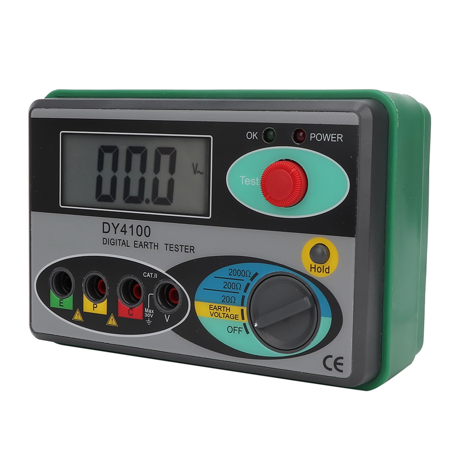 Probador Digital de Resistencia a Tierra LCD para Telecomunicaciones de Energía Eléctrica, Medidor de Resistencia de Pantalla LCD para Pruebas Al Aire Libre (Configuración estándar oficial de