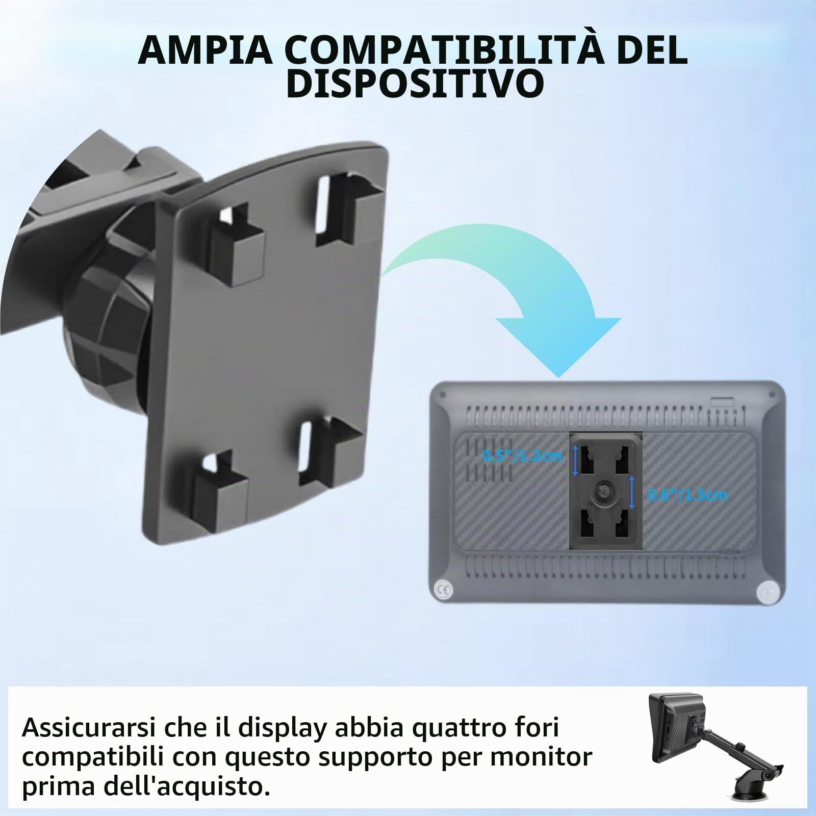 Supporto per Schermo Apple Carplay a Quattro Griffe Porta a Ventosa Cruscotto Flessibile per Autoradio Carplay Portatile Supporto Navigatore GPS per Auto Staffa Auto Stereo