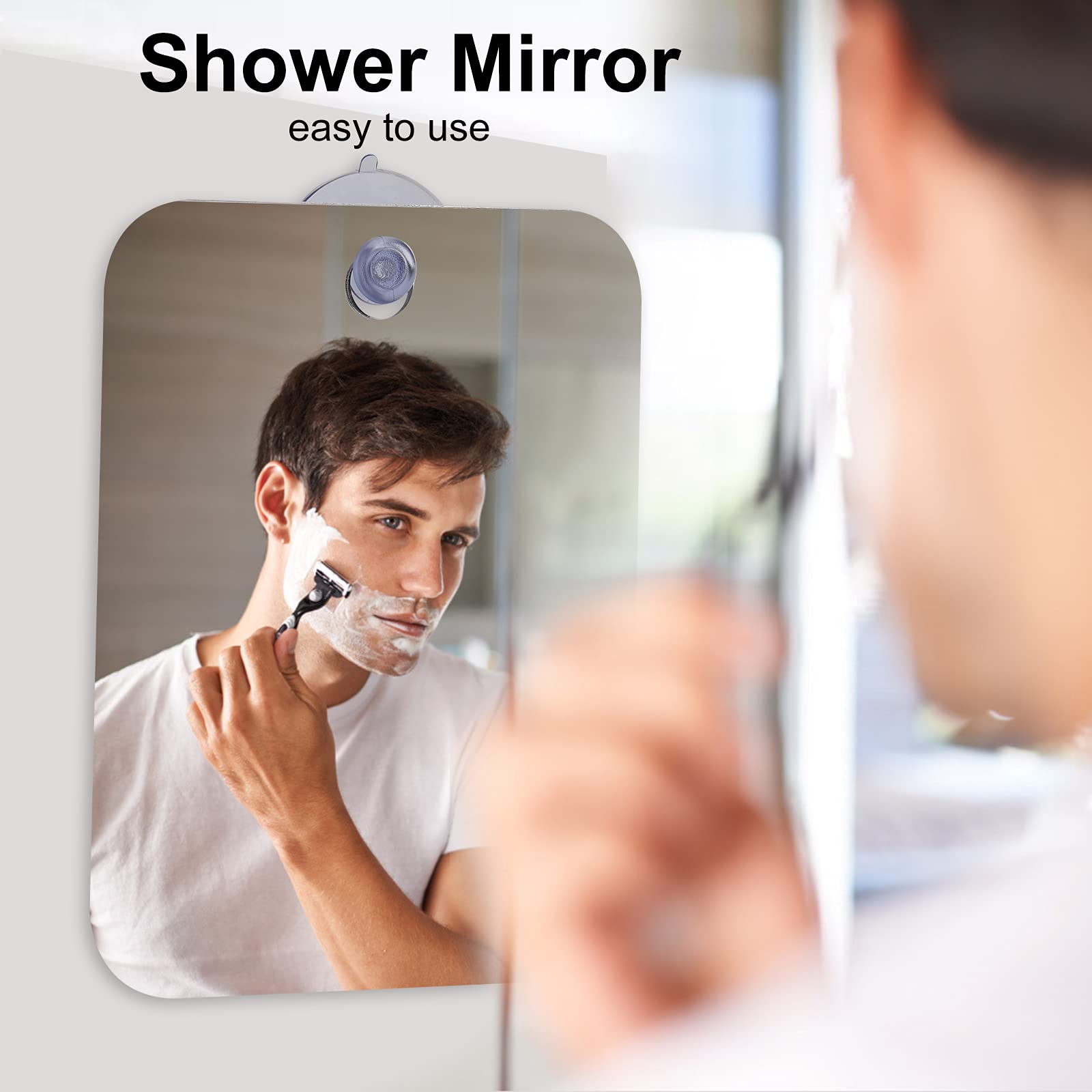 ELBME Shower Mirror for Shaving Fogless Bathroom Mirror with Suction Portable Handheld Fog-Free Mirror for Daily & Travel Makeup Beard Grooming - Image 2 thumbnail