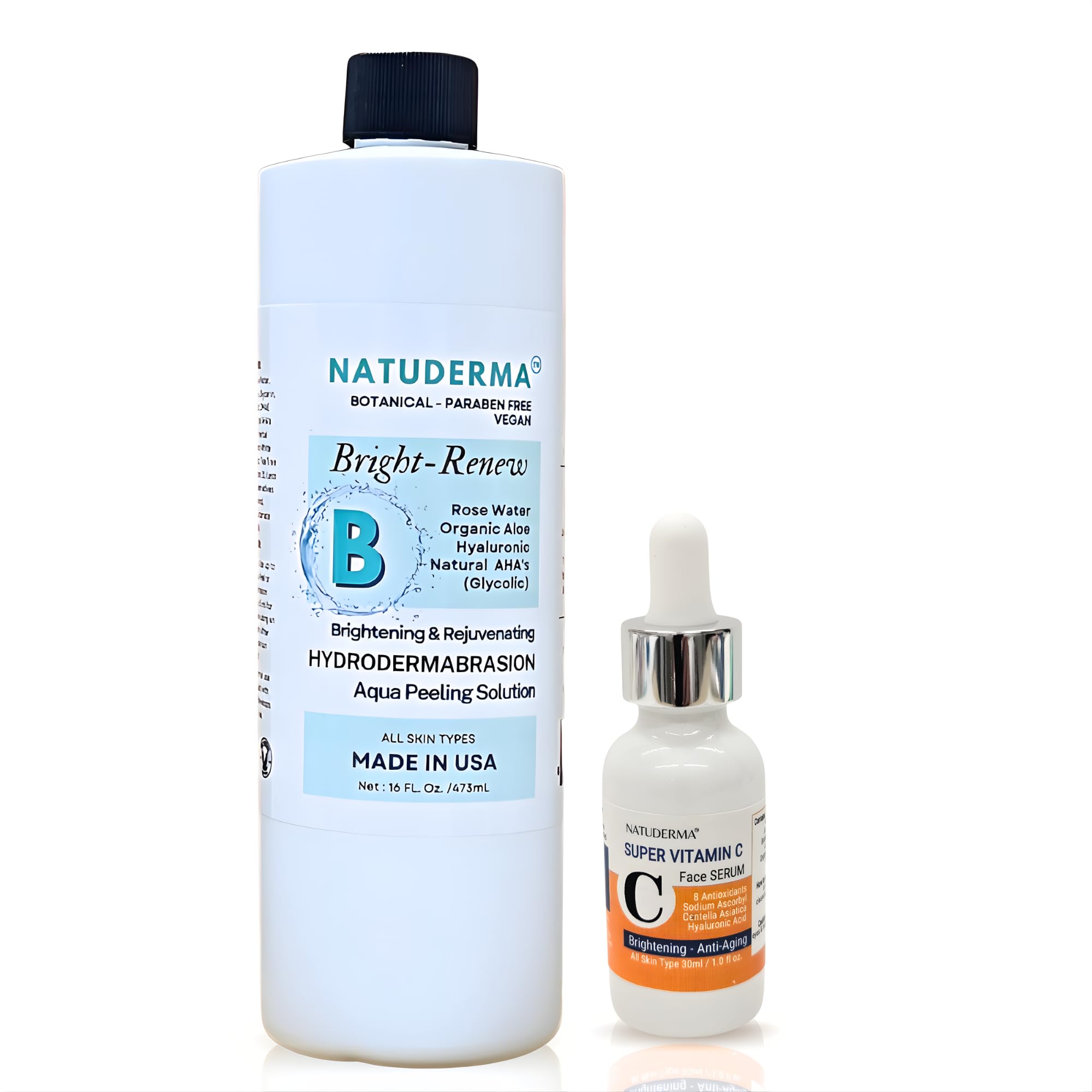 Hydrodermabrasion Solutions Set | Brightening Rejuvenating Serum for Hydro Dermabrasion Machine and Oxygen Facial, Bright-Renew of 16oz | and Super