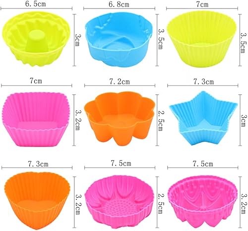 Miniatura 3 de A-XINTONG - Juego de 2436 moldes de silicona para magdalenas, coloridos y reutilizables, de 69 formas, moldes de silicona para magdalenas, moldes