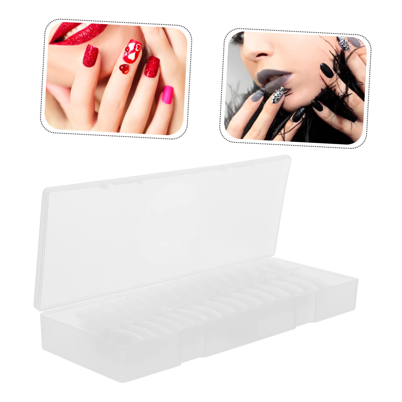 FRCOLOR 900pezzi Unghie Trasparenti Copertura Ultra Decorazioni Pratiche Per Manicure Facili Applicare e Riutilizzabili Per Nail Ricostruzione Unghie