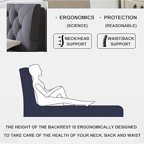 Miniatura 10 de Cojín de soporte para cabecero, almohada de lectura con botones copetudos, funda extraíble, respaldo de cabecera para ver la televisión, jugar