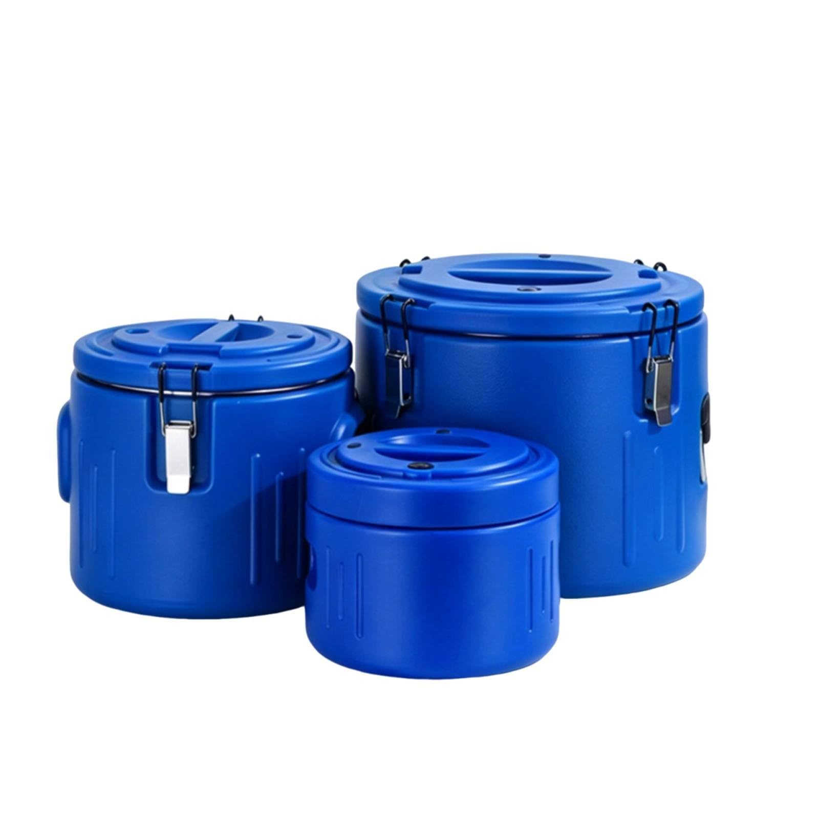 4 Pezzi Contenitore Termico in Acciaio Inox Mantiene Caldo e Freddo Secchio Termico Grande Uso Commerciale Secchio Isolato in Acciaio per Ristoratori, Blu, Set Da 3 Pezzi 5L/10L/30L