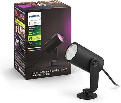 Philips Hue White and Color Ambiance spot extérieur led sur piquet de jardin Lily, Extension: Éclairage extérieur connecté, Compatible avec Alexa, Google Assistant et Apple HomeKit
