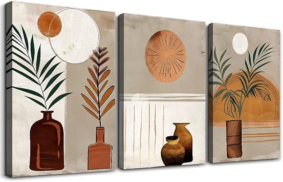 DZRWUBHS Boho Wall Art Prints - 3 Piece Abstract Wall Art for Bedroom, Living Room & Office - Ready To Hang