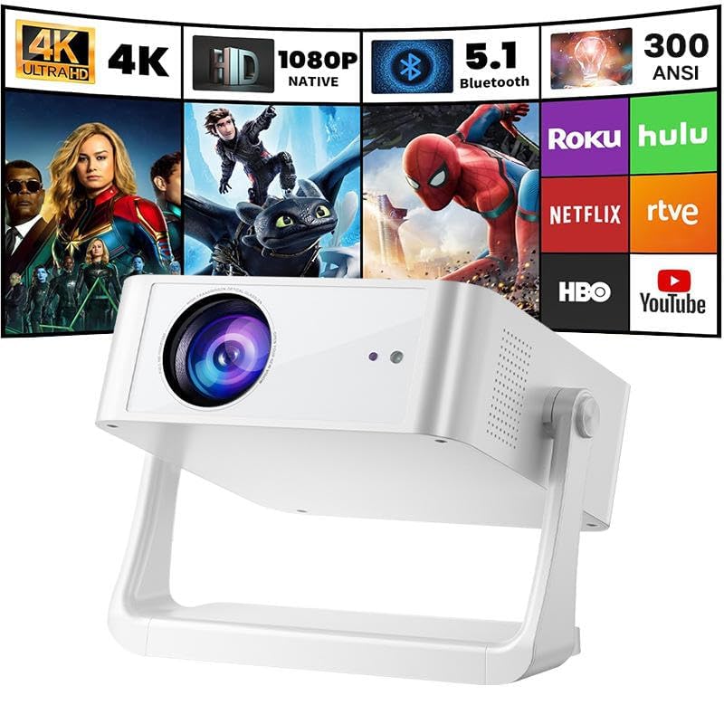 Image of BIGASUO 4k Ultra HD 1080p Portable Smart Projector 15000 Lumens Wi-Fi & Bluetooth Zoom Adjustment & Miracast Supports Netflix, YouTube & Play Store HDMI, USB, RJ45 | Android & iOS Support (BG58)