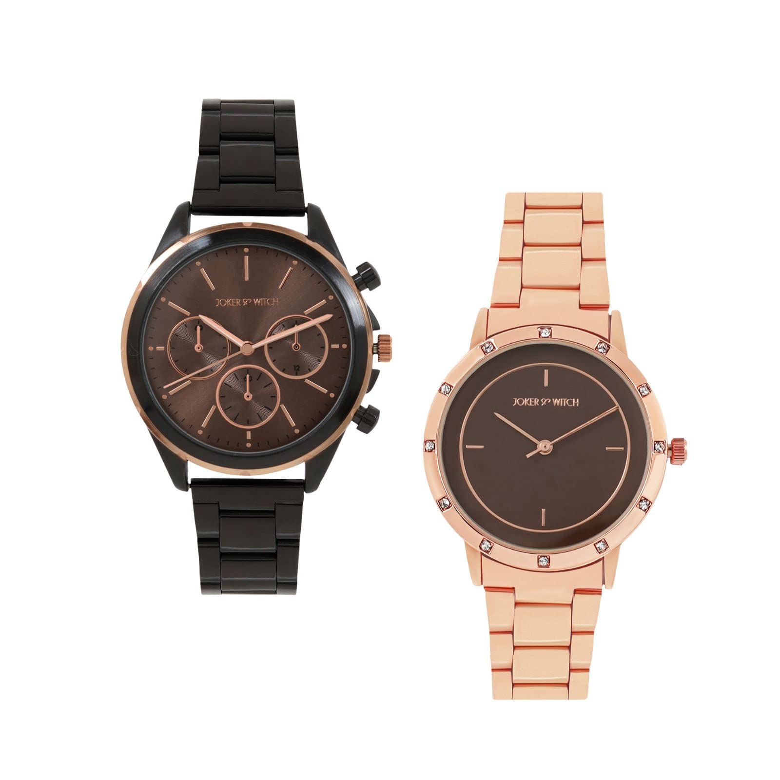 Joker & Witch Stainless Steel Olivia & Zack Couple Analogue Watches, Brown Dial, Gray Band (B0BVB4LDZ9) Amazon Price History, Amazon Price Tracker