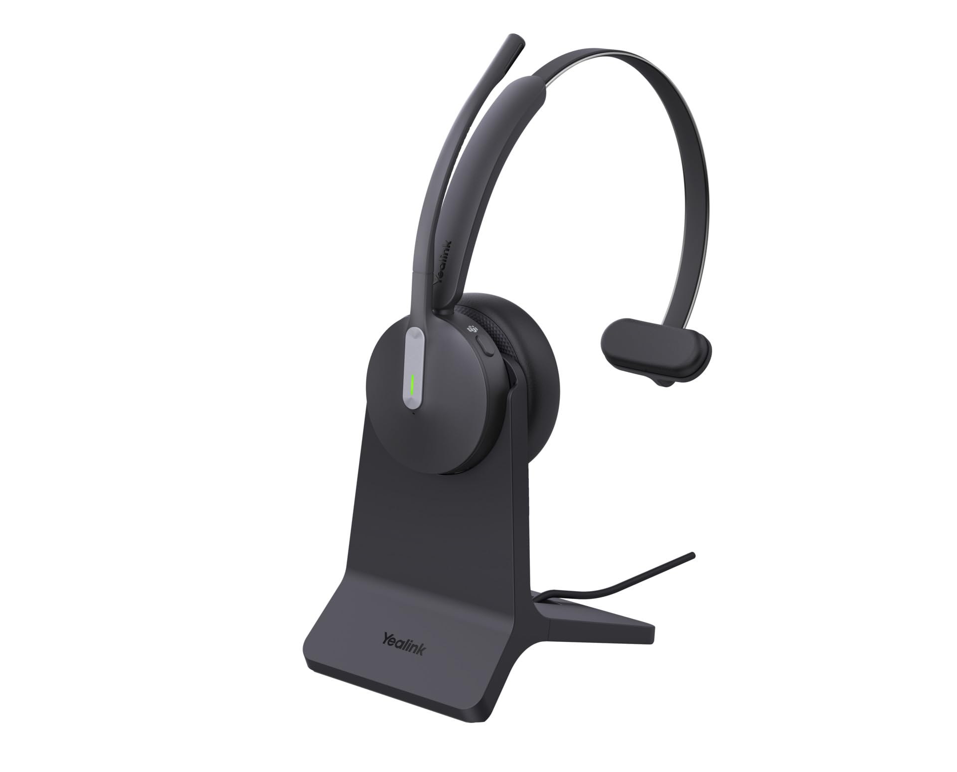 Yealink BH 70 Mono Teams Casque avec Support de Charge, Bluetooth, 3 Microphones, réduction du Bruit, autonomie de la Batterie 35 h, USB-C/A
