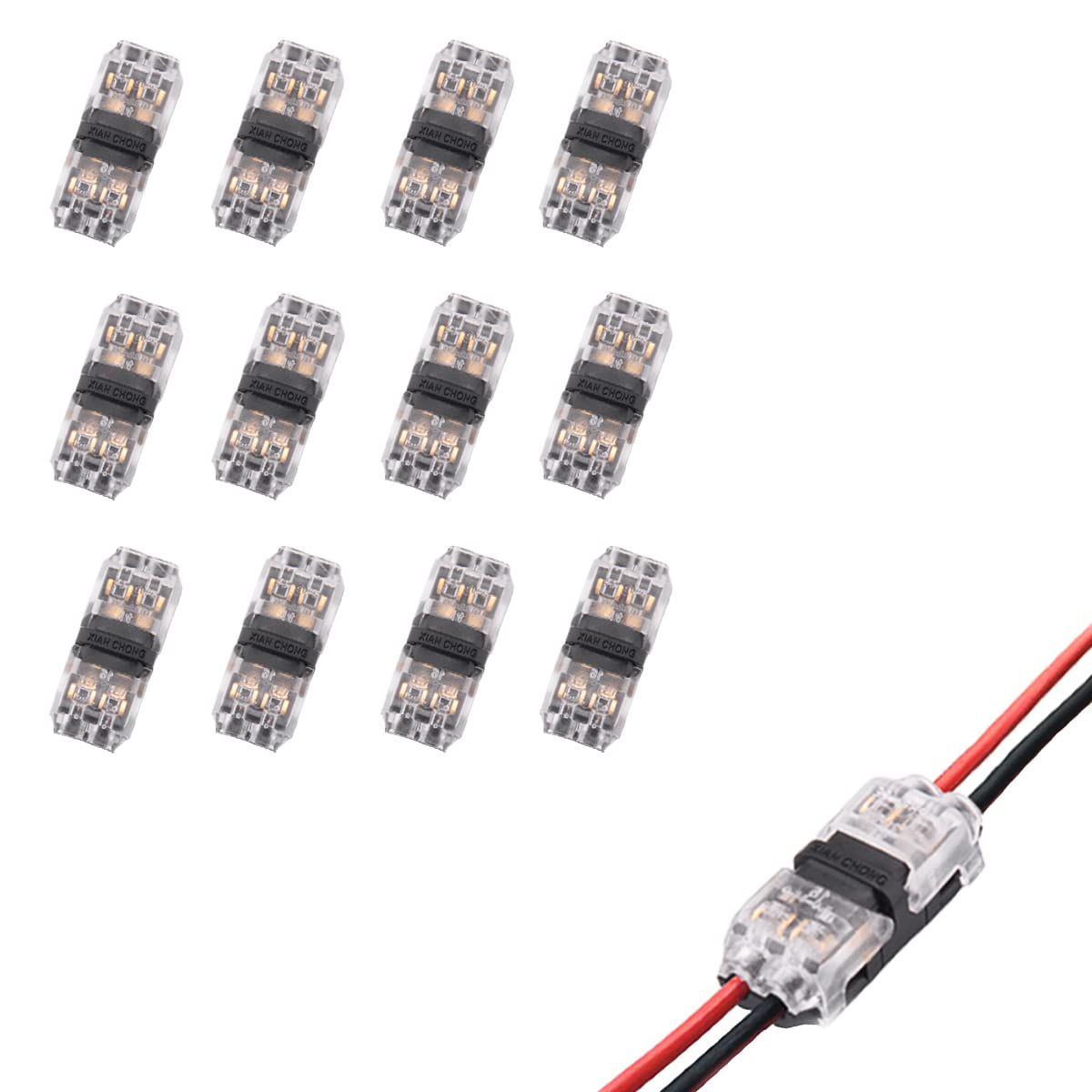 Small Wire Connectors for 24-20 AWG Wire, BRILLIANCE4U Low Voltage Wire Connectors, No Wire Stripping 12V Wire Connectors, Secure Connection Automotive Wire Connectors 2 Pin 2 Way 12 Pack