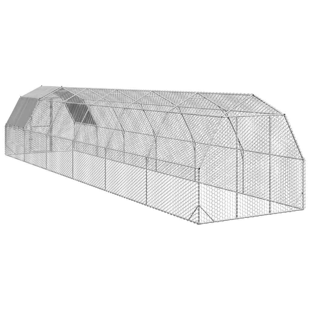 Kurnik z dachem z ocynkowanej stali, 2,5 x 12 x 2,25 m, duży wybieg z wodoodpornym dachem, zamykane drzwi, ochrona przed drapieżnikami, wszechstronny, dla kur, kaczek, gęsi i wielu innych