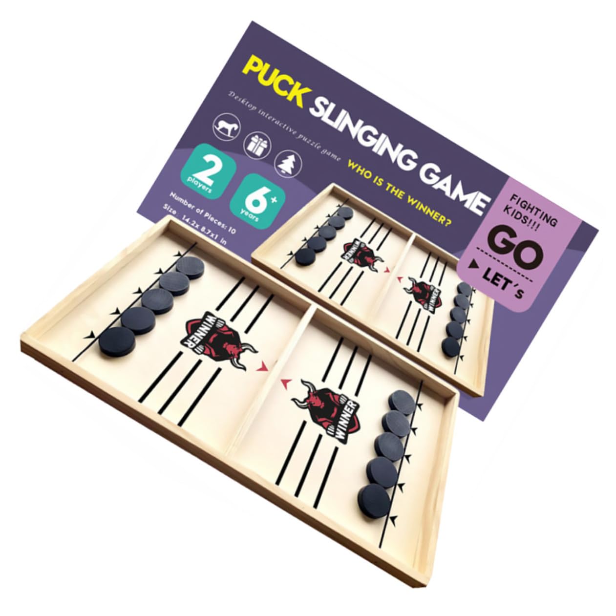 POPETPOP Jeu de Société en Bois Palets à Fronde pour Parents et Garçon et Filles, Jeu D'échecs Amusant et Éducatif pour Bataille de Bureau sur Table