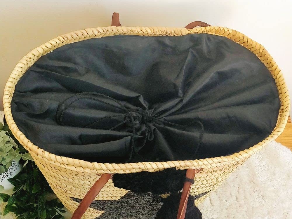 Panier de plage, Panier de plage en osier, Sac de plage brodé d'une étoile noire