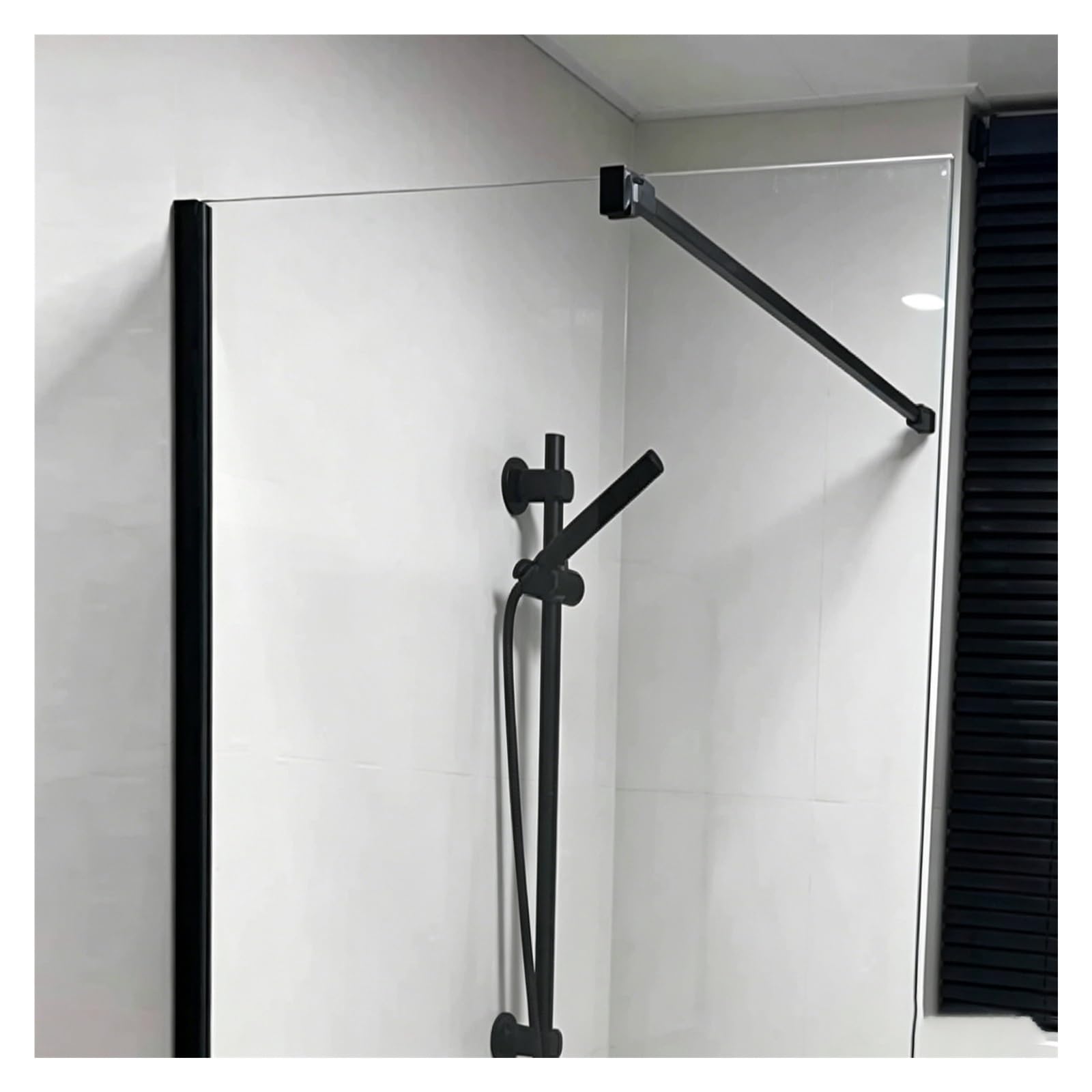 CHZDPP Glass Door Support Rod for Shower Screen, Stops Wobbling Wall-to-Glass Brace with Square Clamp, Shower Support Bar Arm for Bathroom/Hotel/Fish Tank(Black,35.4 in/90 cm)