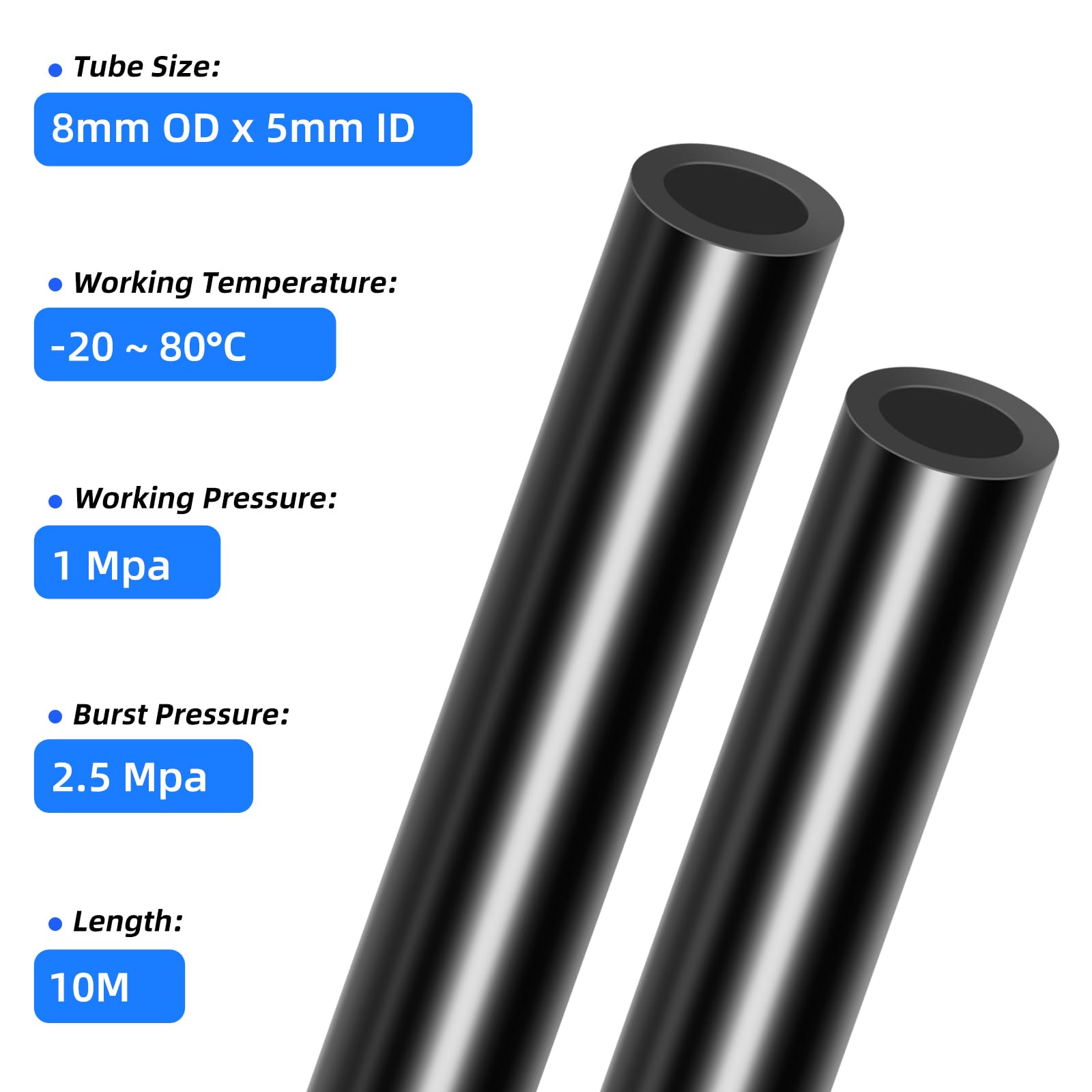 8MM OD Negro 10 metros de nylon neumático tubo de aire Kit de manguera de tubería para la transferencia de fluidos del sistema de frenos