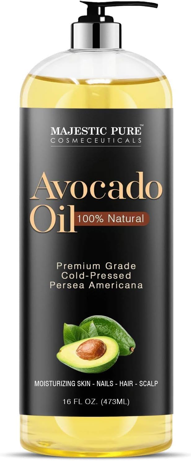 Avocado Oil for Hair and Skin - 100% Pure and Natural, Cold-Pressed, for Skin Care, Massage, Hair Care, and Carrier Oil to Dilute Essential Oils, 470ml